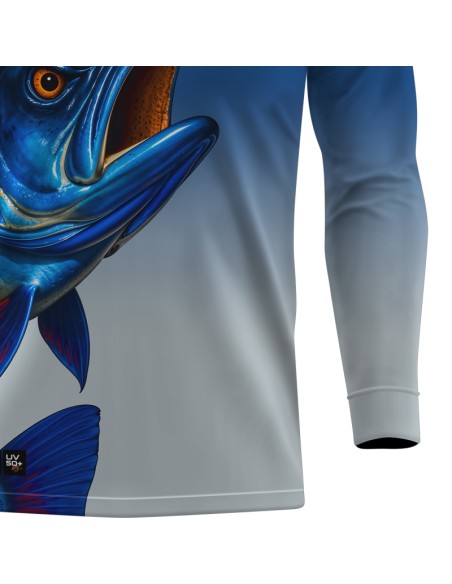 Super Combo - Tucunaré Azul A Lenda do Azulão Pesca Esportiva - Camisa + Punho Luva + Máscara + Boné Tela DryUv50+