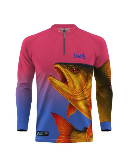 Combo Premium Camisa de Pesca Pro Elite Dourado do Rio Fúria Dourada Coral – Dry UV50+ e Punho Luva + Máscara DryUv50