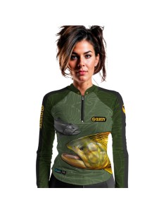 Combo de Pesca Dourado Do Rio Verde Musgo Dryfit com camisa punholuva Dry UV50+ e Máscara 2
