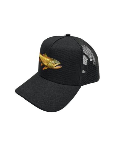Supercombo de Pesca Dourado Do Rio Roxo vista frontal Dryfit com camisa punholuva Dry UV50+, Máscara e Boné