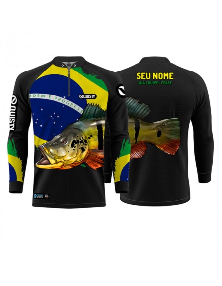 Combo de Pesca Tucunaré Orgulho Brasileiro – Camisa Punho luva Dry UV50+ e Máscara