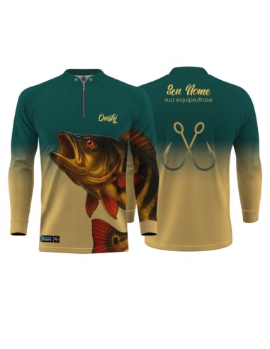 Camisa de Pesca Tucunaré Açu O Soberano das Águas Imperial frente e costas Dryfit com proteção UV50+ e punho luva