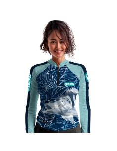 Camisa de pesca Pro Elite Tucunaré azul Sky Quisty Fishing com proteção UV50+ e punho luva 2