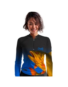Camisa de Pesca Dourado do Rio Fúria Dourada Oceano Dryfit com proteção UV50+ e punho luva 2