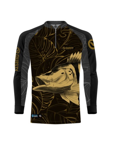 Combo de Pesca Pesca Tucunaré Azul Gold vista frontal Dryfit com camisa punholuva Dry UV50+ e Máscara