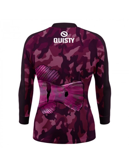 Combo de Pesca Tucunaré Pantanal Feminina vista traseira Dryfit com camisa punholuva Dry UV50+ e Máscara