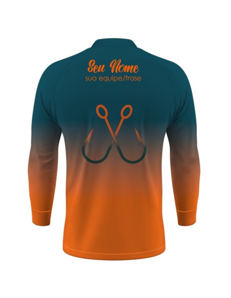 Camisa de Pesca Dourado do Rio Fúria Dourada Imperial vista traseira Dryfit com proteção UV50+ e punho luva