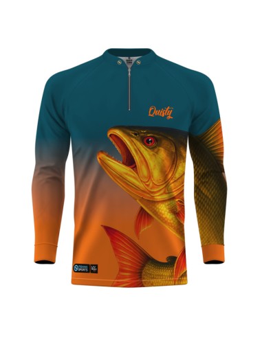 Supercombo de Pesca Dourado do Rio Fúria Dourada Imperial vista frontal Dryfit com camisa punholuva Dry UV50+, Máscara e Boné