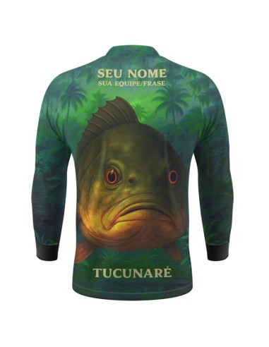 Combo de Pesca Tucunaré Amazon vista traseira Dryfit com camisa punholuva Dry UV50+ e Máscara