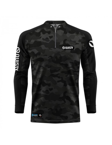 Combo de Pesca Army Black vista frontal Dryfit com camisa punholuva Dry UV50+ e Máscara
