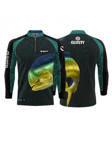 Supercombo de Pesca Dourado do Mar Azul frente e costas Dryfit com camisa punholuva Dry UV50+, Máscara e Boné