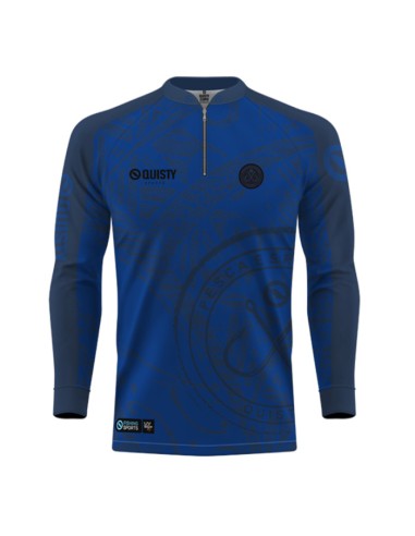 Camisa de Pesca Anzol Blue vista frontal Dryfit com proteção UV50+ e punho luva
