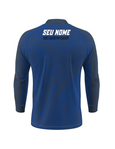 Camisa de Pesca Anzol Blue vista traseira Dryfit com proteção UV50+ e punho luva