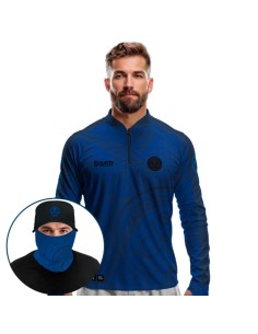 Supercombo de Pesca Anzol Blue Dryfit com camisa punholuva Dry UV50+, Máscara e Boné