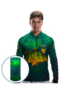 Combo de Pesca Tucunaré Amazon Dryfit com camisa punholuva Dry UV50+ e Máscara