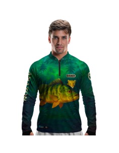 Camisa de Pesca Tucunaré Amazon Dryfit com proteção UV50+ e punho luva