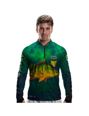 Camisa de Pesca Tucunaré Amazon Dryfit com proteção UV50+ e punho luva