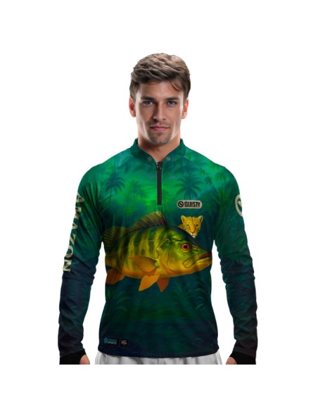 Camisa de Pesca Tucunaré Amazon Dryfit com proteção UV50+ e punho luva