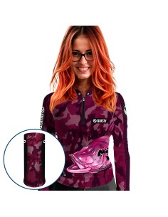 Combo de Pesca Tucunaré Pantanal Feminina Dryfit com camisa punholuva Dry UV50+ e Máscara