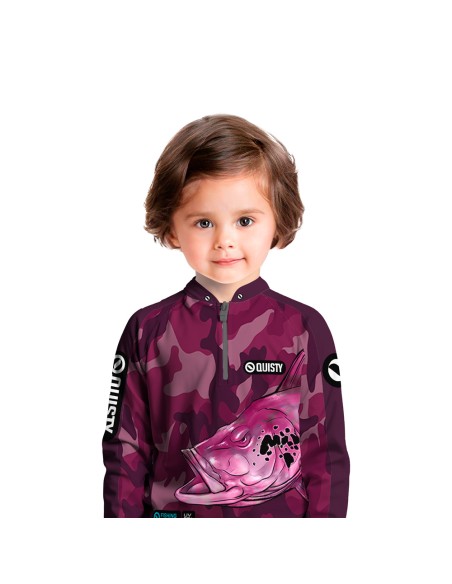 Modelo infantil vestindo Combo de Pesca Tucunaré Pantanal Feminina Dryfit com camisa punholuva Dry UV50+ e Máscara