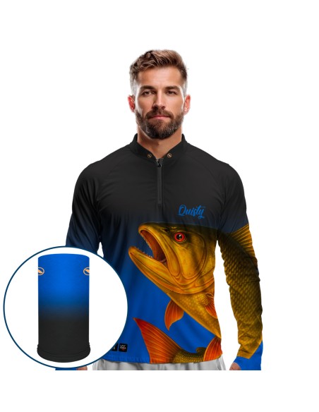 Combo de Pesca Dourado do Rio Fúria Dourada Oceano Dryfit com camisa punholuva Dry UV50+ e Máscara