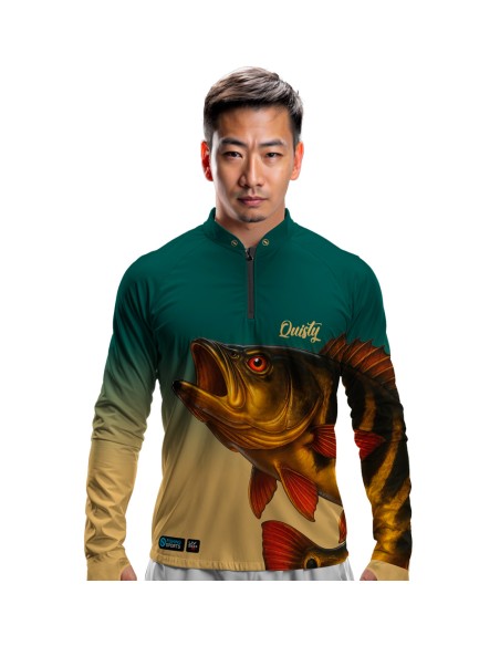 Camisa de Pesca Tucunaré Açu O Soberano das Águas Imperial Dryfit com proteção UV50+ e punho luva