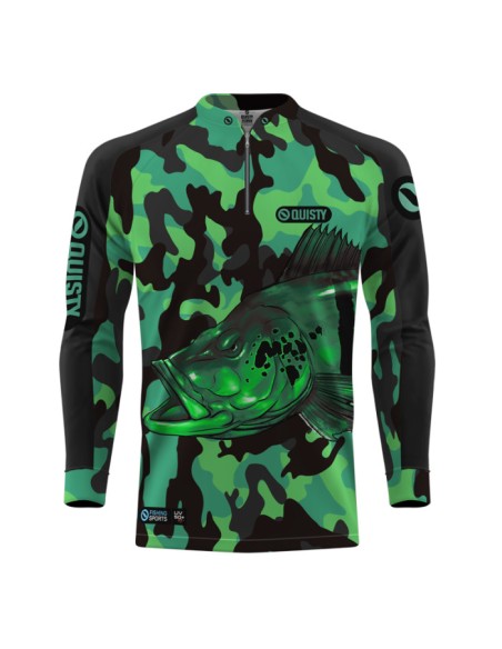Combo de Pesca Tucunaré Pantanal Green vista frontal Dryfit com camisa punholuva Dry UV50+ e Máscara