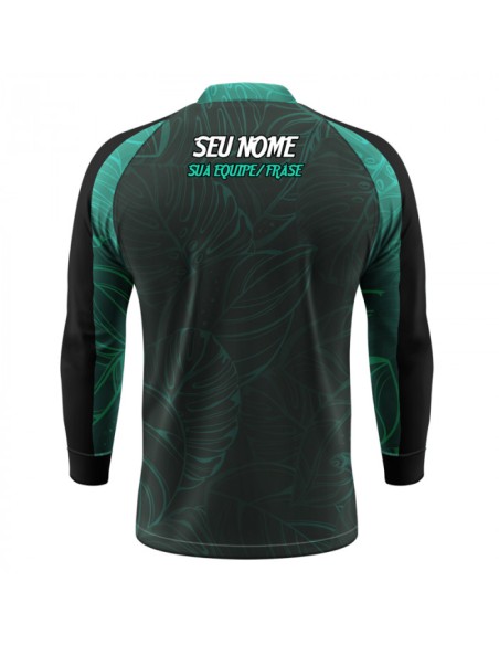 Combo de Pesca Tucunaré Azul Clean vista traseira Dryfit com camisa punholuva Dry UV50+ e Máscara