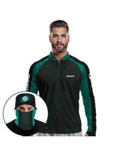 Supercombo de Pesca Tucunaré Azul Clean Dryfit com camisa punholuva Dry UV50+, Máscara e Boné