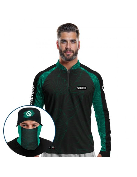 Supercombo de Pesca Tucunaré Azul Clean Dryfit com camisa punholuva Dry UV50+, Máscara e Boné