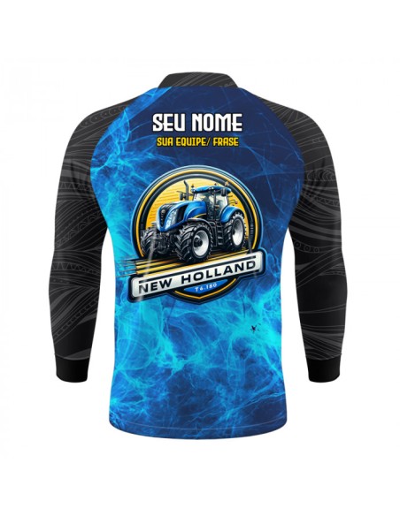 Camisa de Pesca Força do Campo vista traseira Dryfit com proteção UV50+ e punho luva