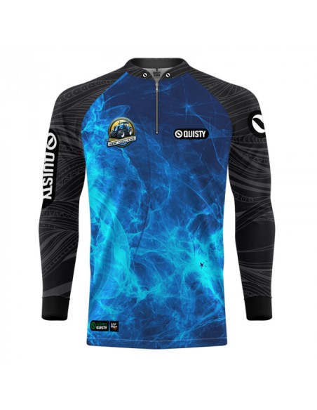 Camisa de Pesca Força do Campo vista frontal Dryfit com proteção UV50+ e punho luva