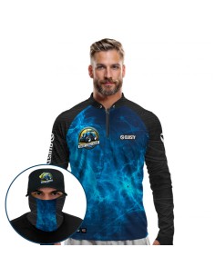 Supercombo de Pesca Força do Campo Dryfit com camisa punholuva Dry UV50+, Máscara e Boné