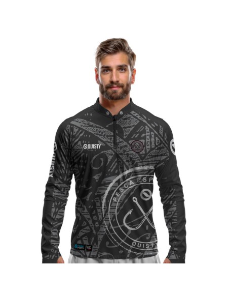 Camisa de Pesca Anzol Black Dryfit com proteção UV50+ e punho luva