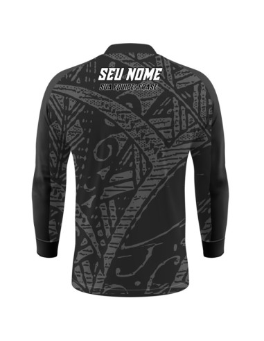 Camisa de Pesca Anzol Black vista traseira Dryfit com proteção UV50+ e punho luva