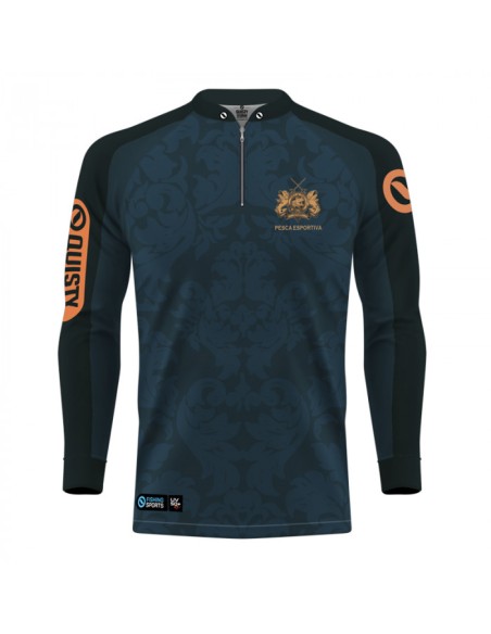 Camisa de Pesca Tucuna No Stress vista frontal Dryfit com proteção UV50+ e punho luva