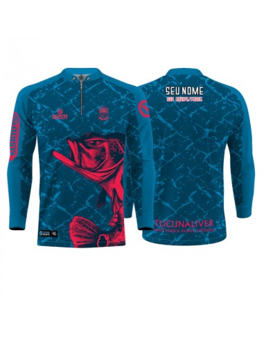 Combo de Pesca Tucunaliver frente e costas Dryfit com camisa punholuva Dry UV50+ e Máscara