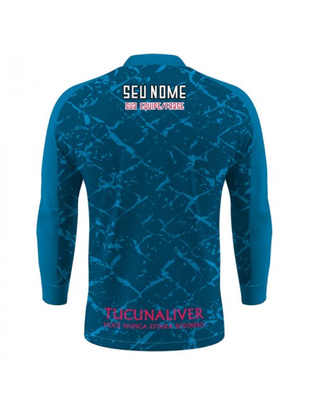Supercombo de Pesca Tucunaliver vista traseira Dryfit com camisa punholuva Dry UV50+, Máscara e Boné