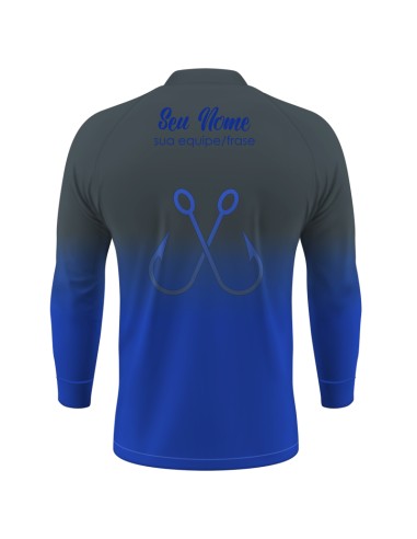 Camisa de Pesca Tambaqui Gigante da Amazônia Titanium vista traseira Dryfit com proteção UV50+ e punho luva
