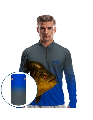 Combo de Pesca Tambaqui Gigante da Amazônia Titanium Dryfit com camisa punholuva Dry UV50+ e Máscara