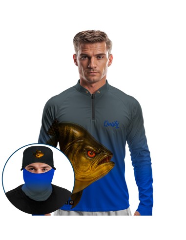 Supercombo de Pesca Tambaqui Gigante da Amazônia Titanium Dryfit com camisa punholuva Dry UV50+, Máscara e Boné