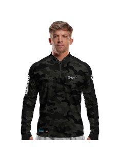 Camisa de Pesca Army Black Dryfit com proteção UV50+ e punho luva