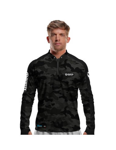Camisa de Pesca Army Black Dryfit com proteção UV50+ e punho luva