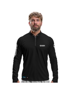 Camisa de pesca Pro Elite Sport Clean Preta Quisty Fishing com proteção UV50+ e punho luva