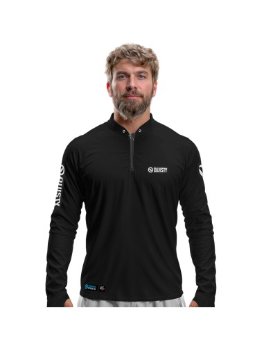 Camisa de pesca Pro Elite Sport Clean Preta Quisty Fishing com proteção UV50+ e punho luva