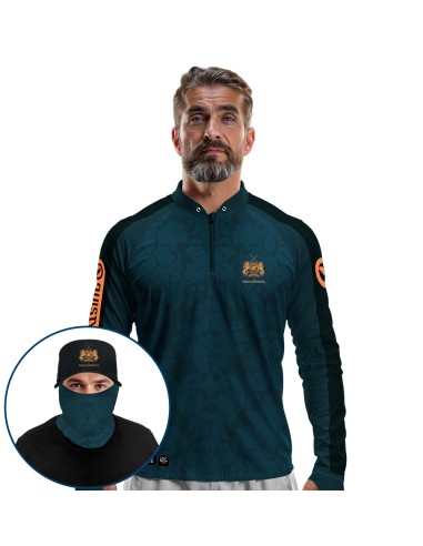 Supercombo de Pesca Tucuna No Stress Dryfit com camisa punholuva Dry UV50+, Máscara e Boné