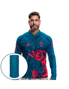 Combo de Pesca Pro Elite Tucunaliver com Camisa Punho luva Dry UV50+ e Máscara