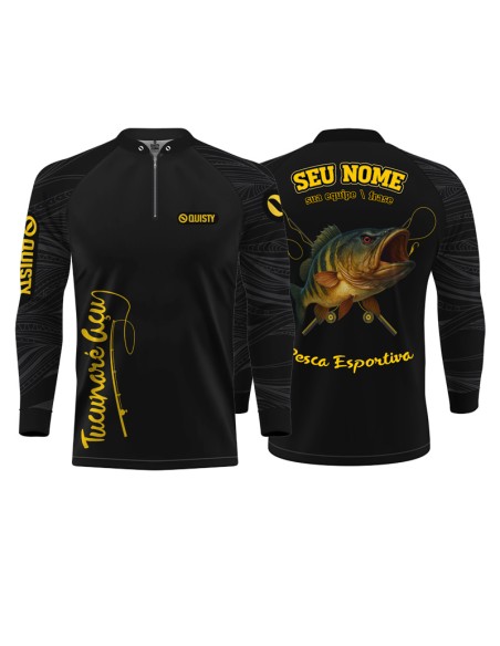 Combo de Pesca Pro Elite Just Hook It Tucunaré com Camisa Punho luva Dry UV50+ e Máscara frente e costas