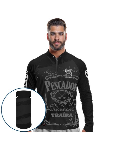 Combo de Pesca Pescador Lifestyle Dryfit com camisa punholuva Dry UV50+ e Máscara