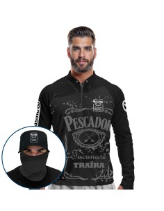 Supercombo de Pesca Pescador Lifestyle Dryfit com camisa punholuva Dry UV50+, Máscara e Boné